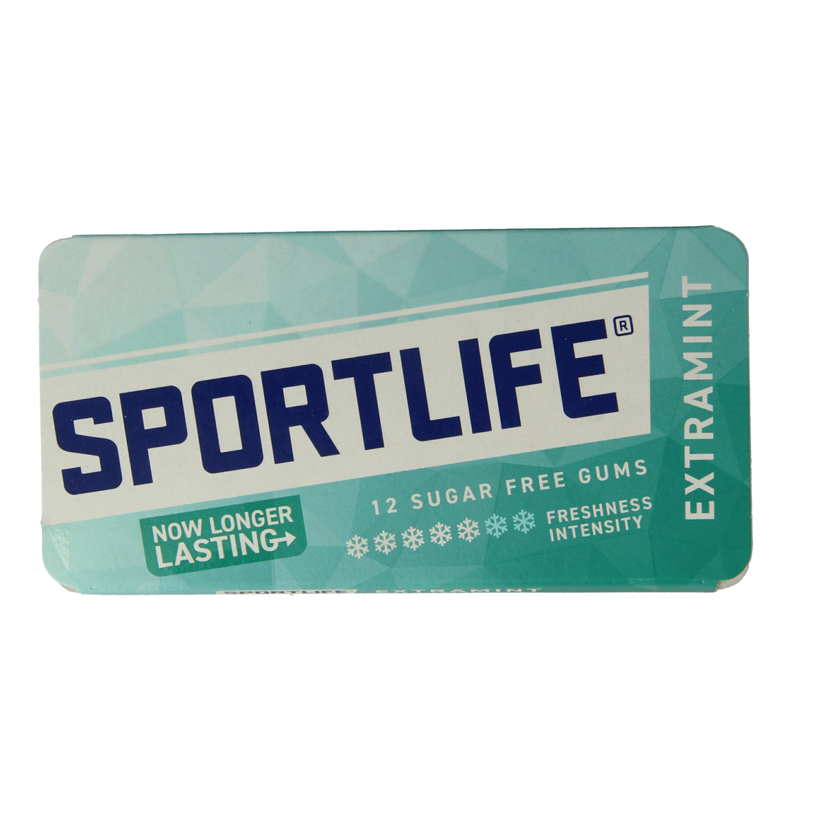 Sportlife Extramint light blue candies in a pack, soft chewy sweets from the Sportlife snoepgoed brand.