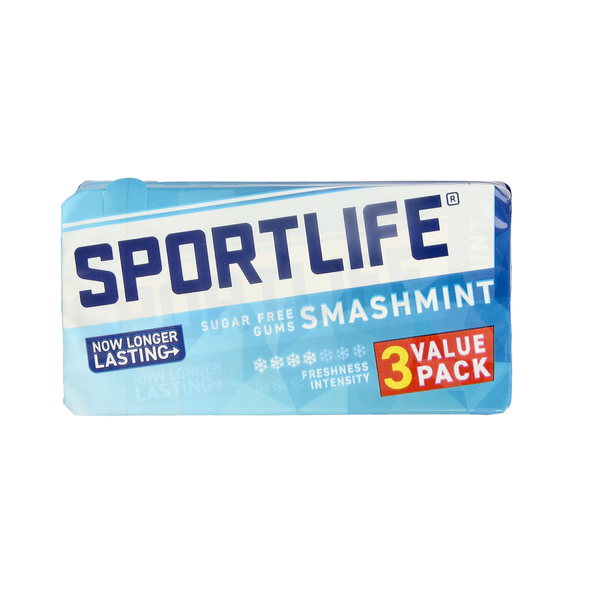Sportlife Smashmint snoepgoed 3-pack, fresh mint candies in bright packaging, featuring the Sportlife brand logo.