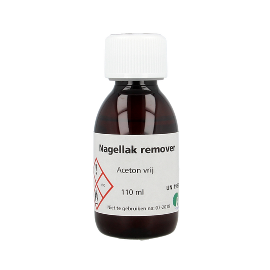 Chempropack Nagellak remover bottle, 110ml, make-up product with clear liquid and label showing brand and product details.