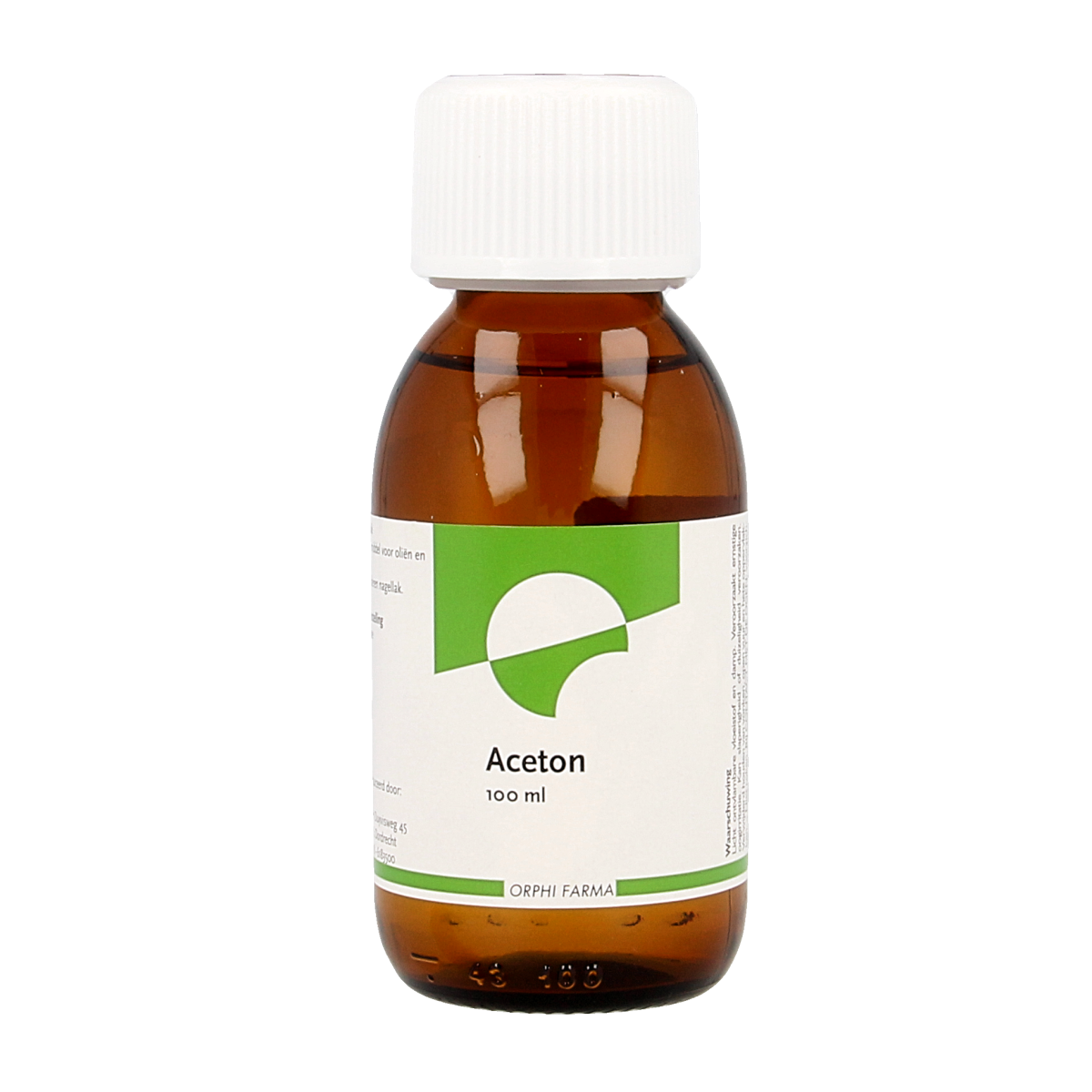 Orphi Aceton cleaning product in a 100ml bottle, used for cleaning and solvent purposes, with white liquid visible inside the container.