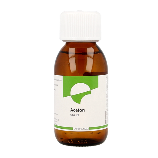 Orphi Aceton cleaning product in a 100ml bottle, used for cleaning and solvent purposes, with white liquid visible inside the container.