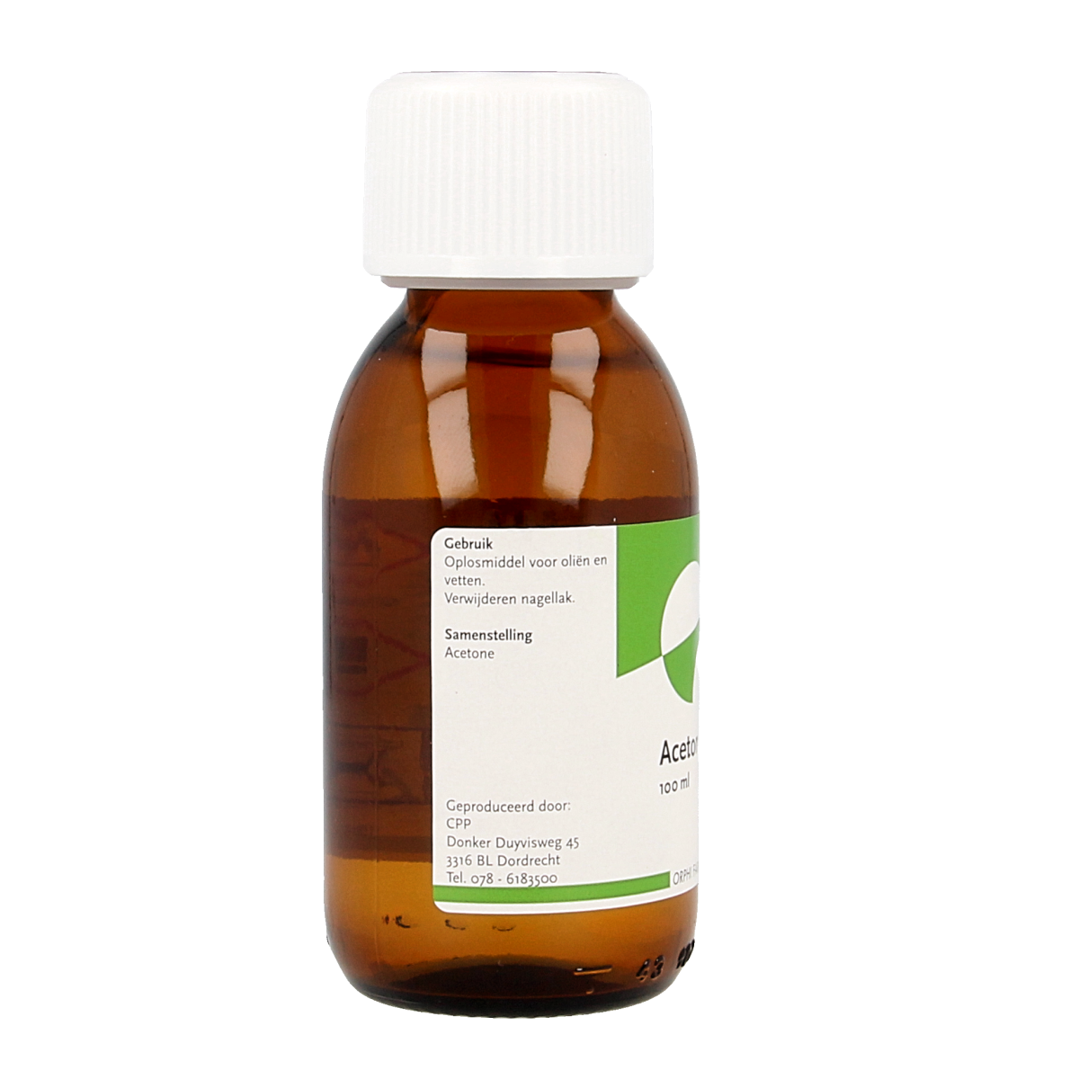 Orphi Aceton cleaning product in 100ml bottle, used for cleaning and degreasing surfaces, with clear label and cap.