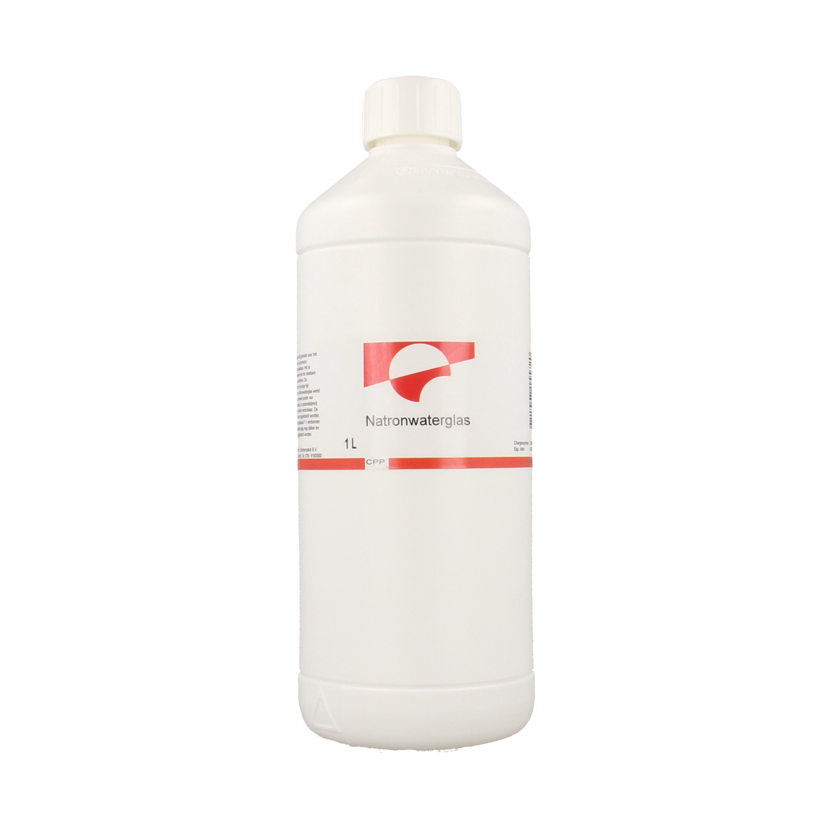 Orphi Natron waterglas 1 liter in clear glass with a simple, cylindrical shape and a screw-top lid.