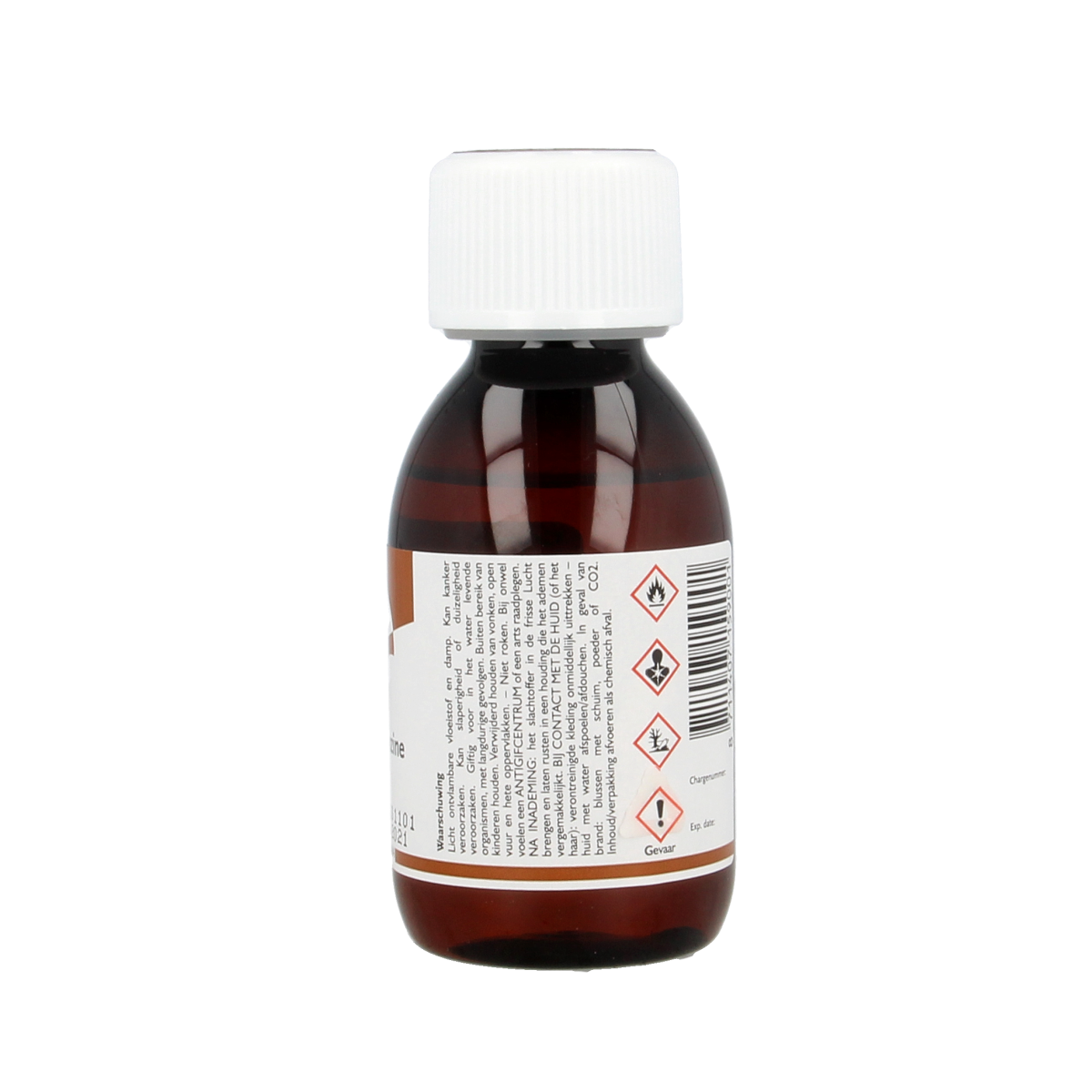 Chempropack Wasbenzine 110ml cleaning solvent in a clear container, used for household and industrial cleaning tasks.