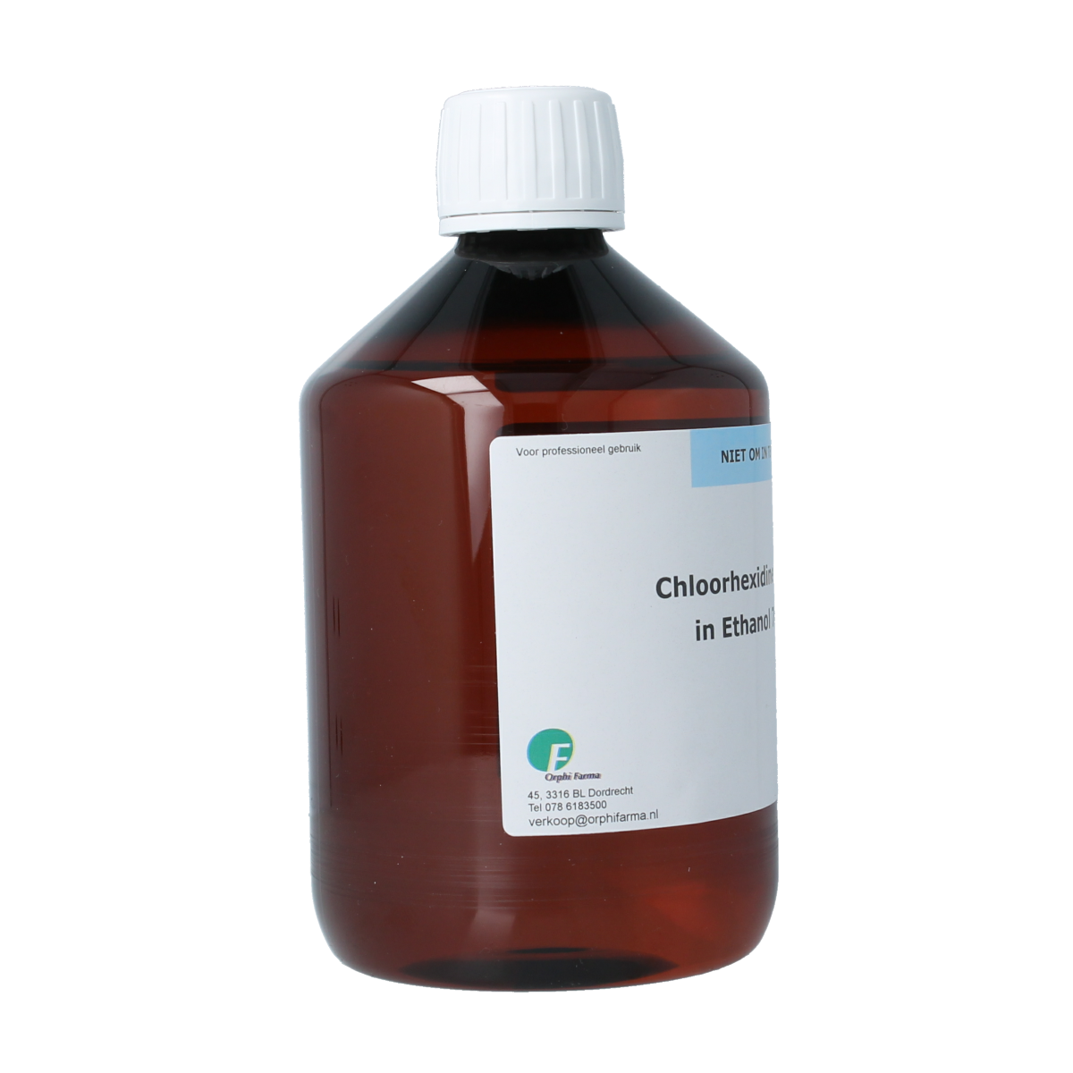 Orphi Chloorhexidine 0.5% disinfectant in ethanol 70% bottle, 500ml, for cleaning and antiseptic use