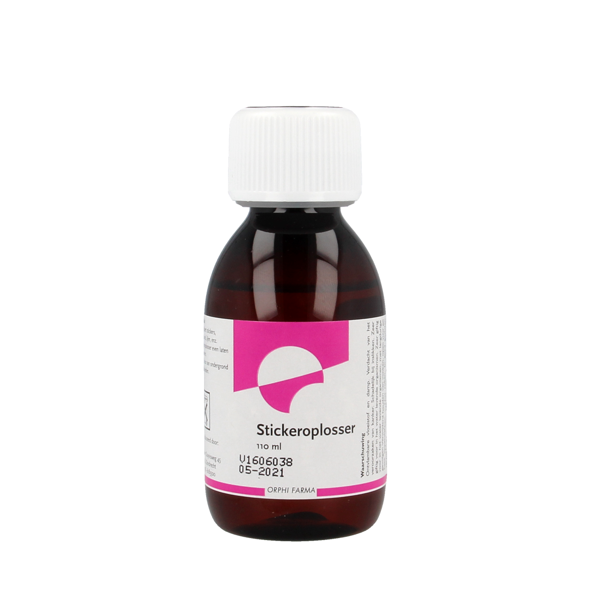 Chempropack Stickeroplosser 110ml cleaning product for removing stickers and adhesive residues, in a clear plastic bottle