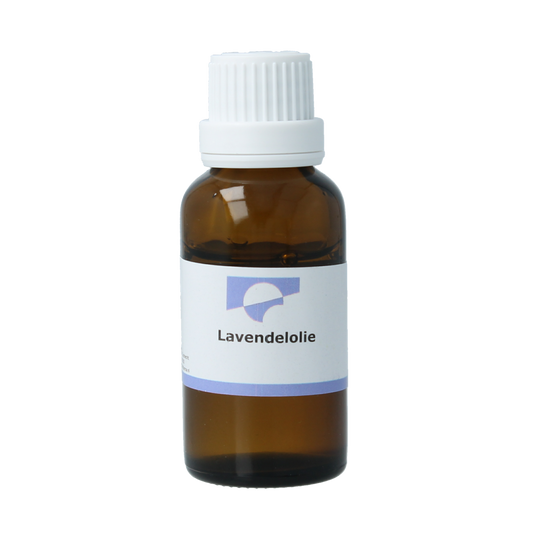 Orphi lavender essential oil in a 25ml bottle, featuring a clear glass container with a black cap and lavender-colored label.