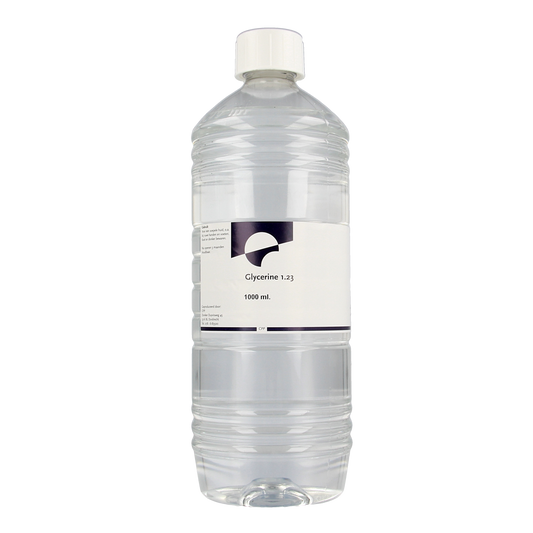 Chempropack Glycerine 1.23, 1-liter bottle for foot care, featuring clear liquid glycerine in a plastic container.