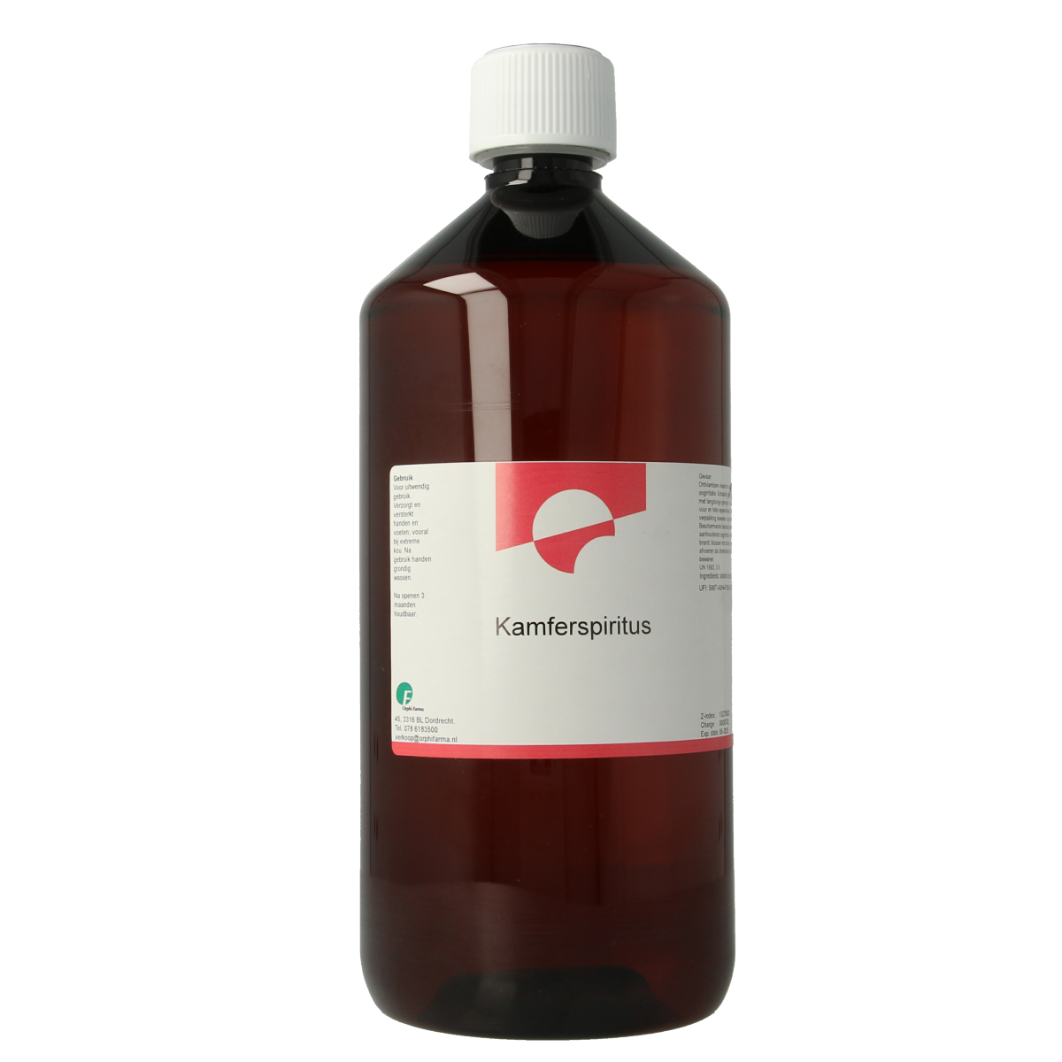 Orphi Kamferspiritus 1 liter bottle of cleaning spirit, clear liquid in a transparent bottle for household cleaning use