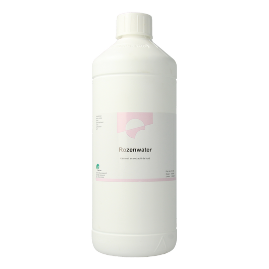 Chempropack Rozenwater 1L bottle, natural body care product with rosewater for skincare and refreshing use.