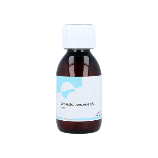 Orphi Hydrogen Peroxide 3% cleaning solution in a 110ml bottle, used for disinfecting and cleaning surfaces.