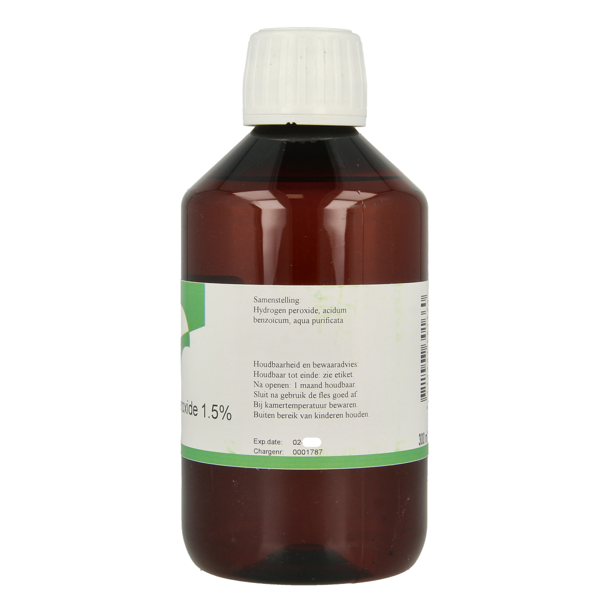 Orphi Waterstofperoxide 1.5% cleaning solution in a 300ml bottle, used for disinfecting and cleaning surfaces.