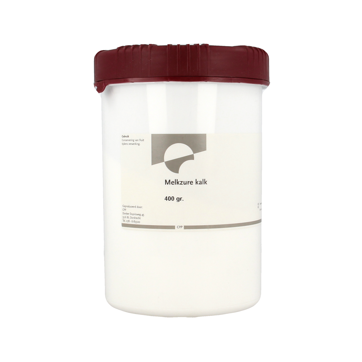 Chempropack Melkzure kalk supplement in 400g package, used as a sugar substitute or sweetener in baking and cooking.