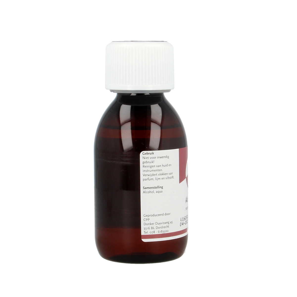 Chempropack Alcohol 96% zuiver schoonmaakartikel in 110ml bottle, suitable for cleaning and disinfecting surfaces.