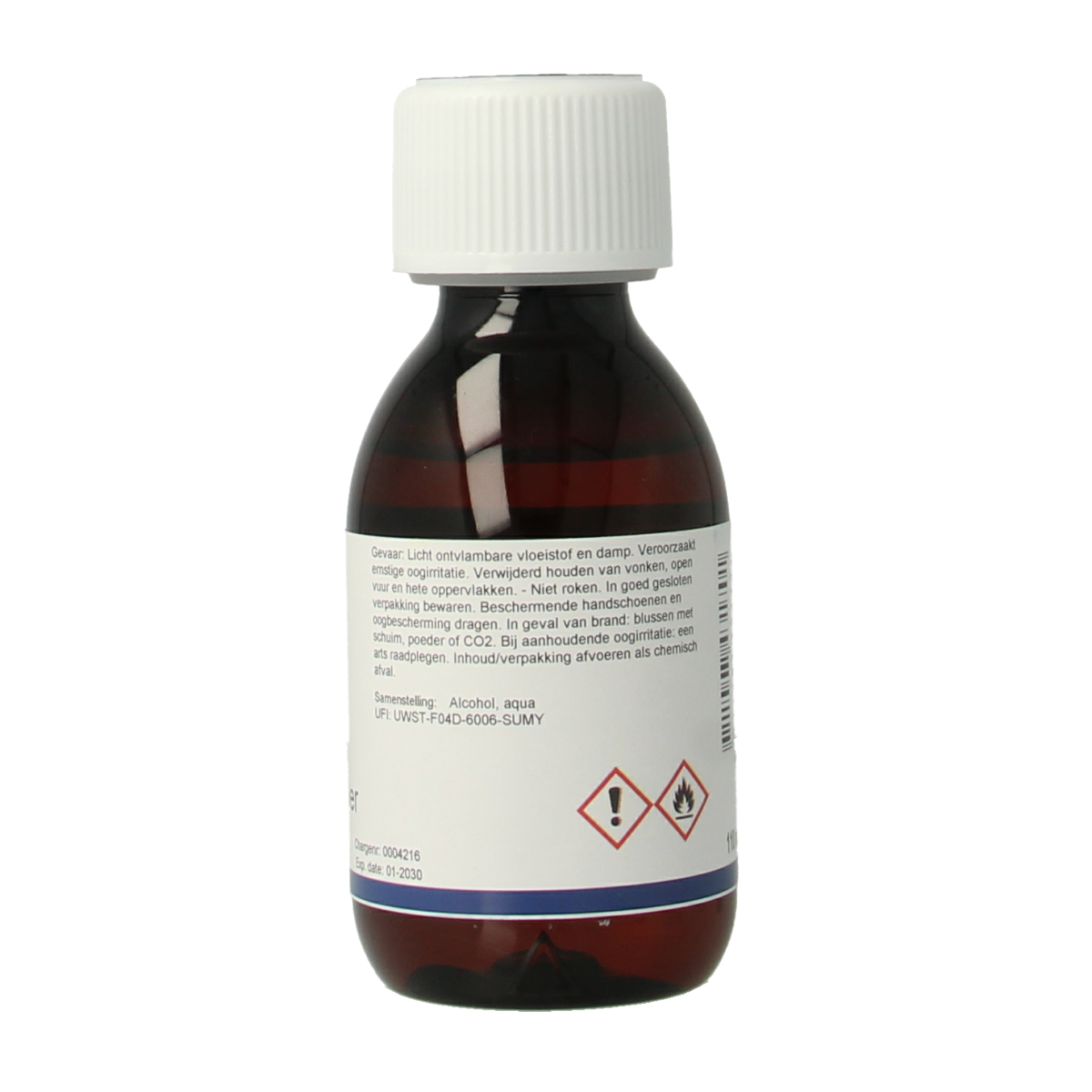 Chempropack Alcohol 70% schoonmaakartikel in 110ml bottle, pure disinfectant for cleaning and sanitizing surfaces