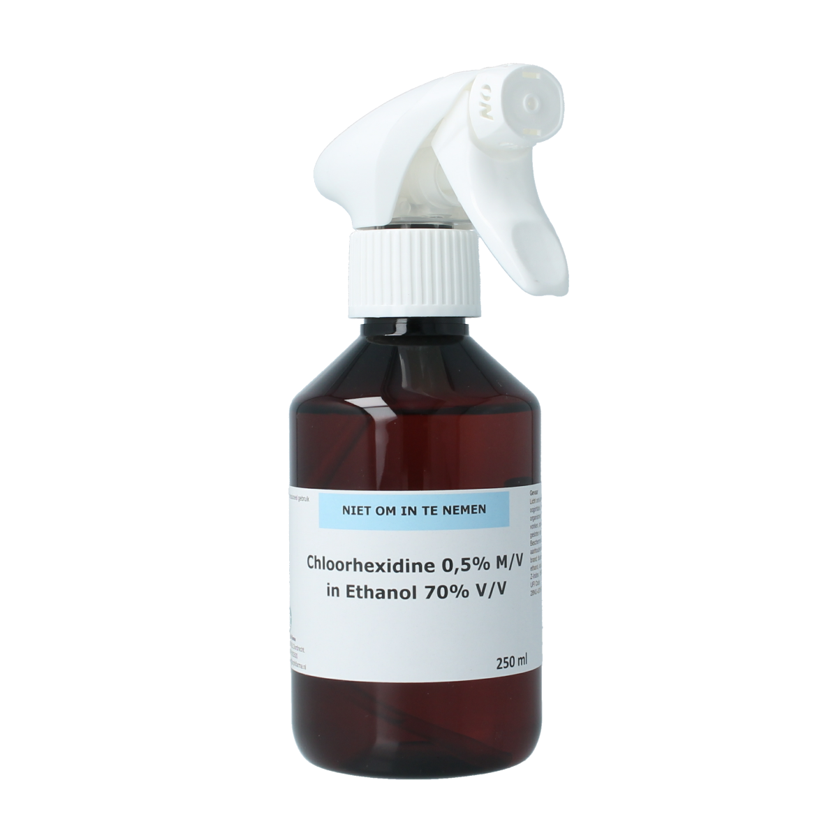 Orphi Chloorhexidine 0.5% alcohol spray, 250ml, antiseptic cleaning product for disinfecting surfaces and skin.