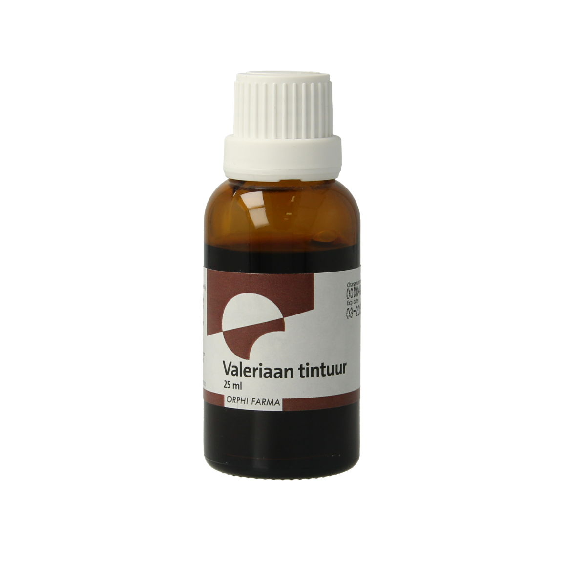 Orphi Valeria herbal tincture bottle, 25ml, a natural herbal remedy from Orphi's kruidenpreparaten line.