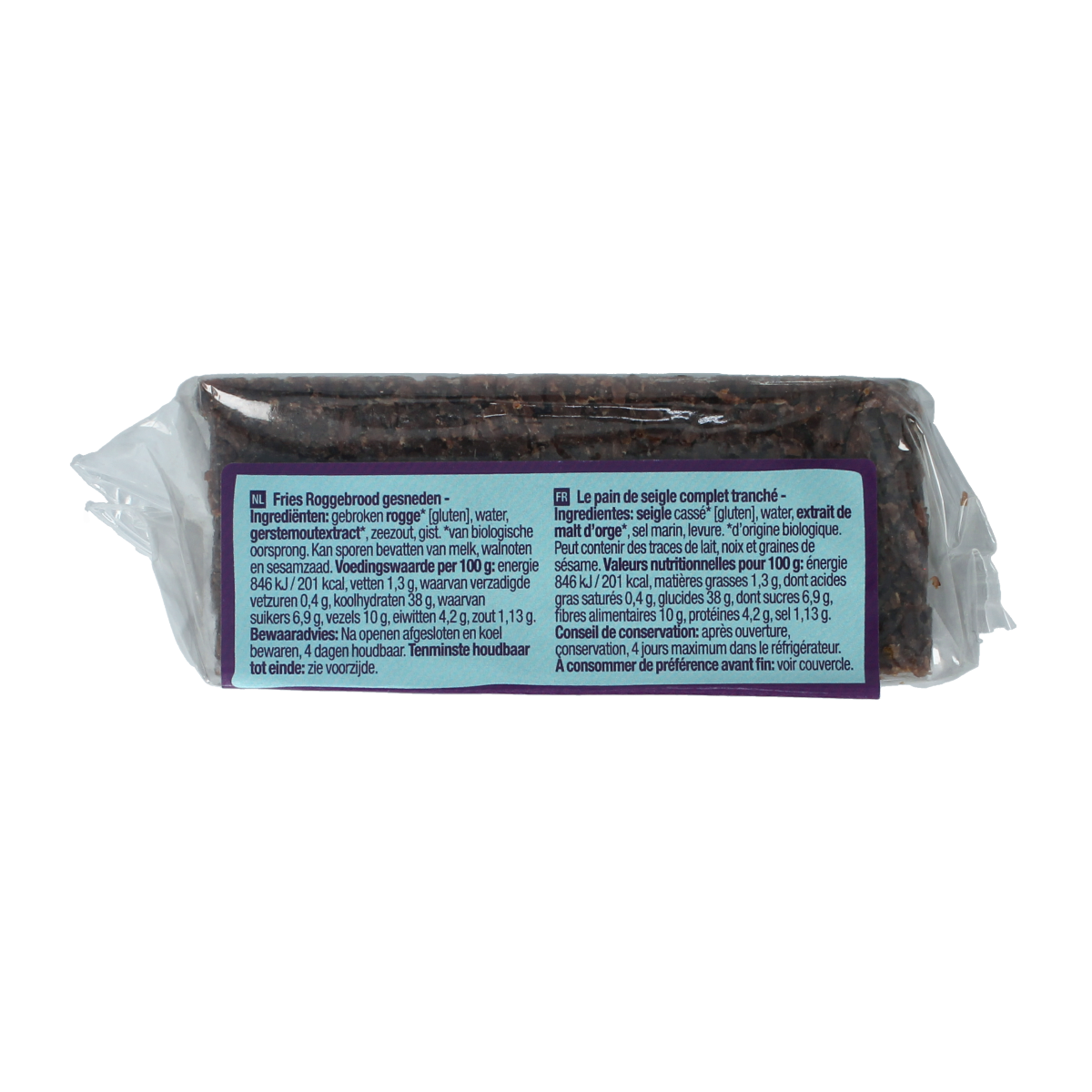 Organic Your Organic Nature Roggebrood crackers on a wooden surface, showing the crispy, dark rye bread slices in a package.