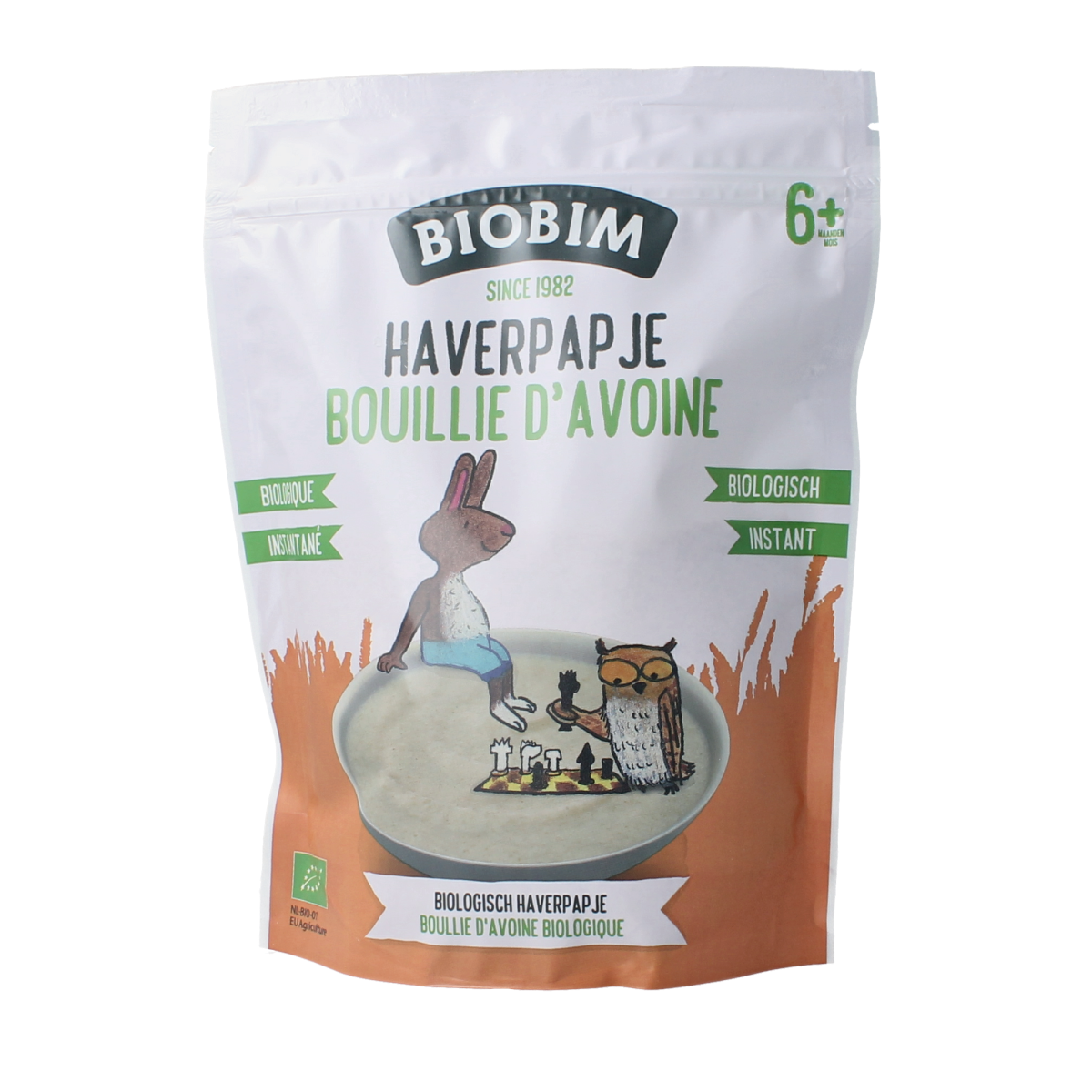 Biobim Haverpapje 6+ months baby porridge in 150g package, organic baby and toddler food, natural grains for young children