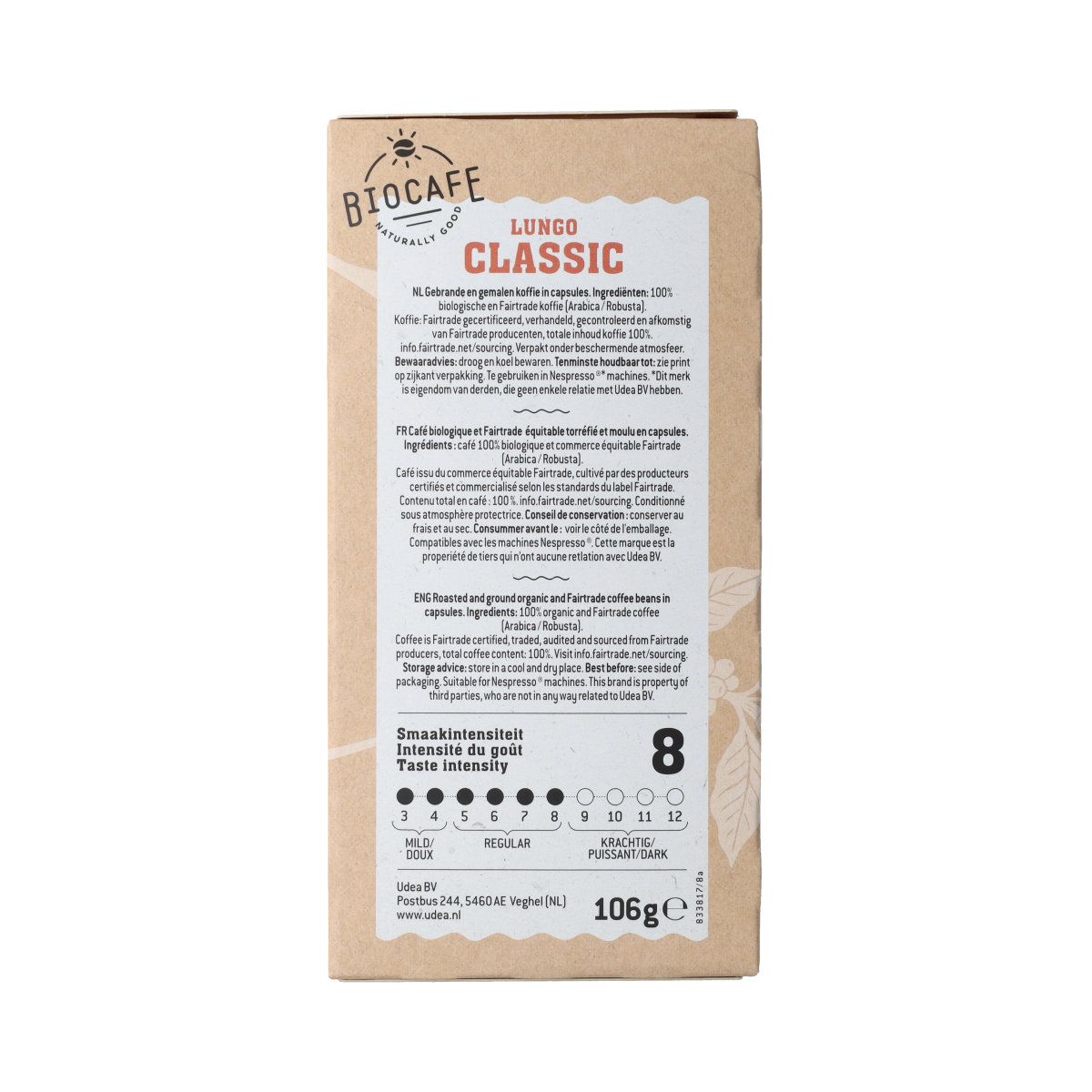 Biocafe Koffiecapsules Lungo bio 20.00 Stuks
