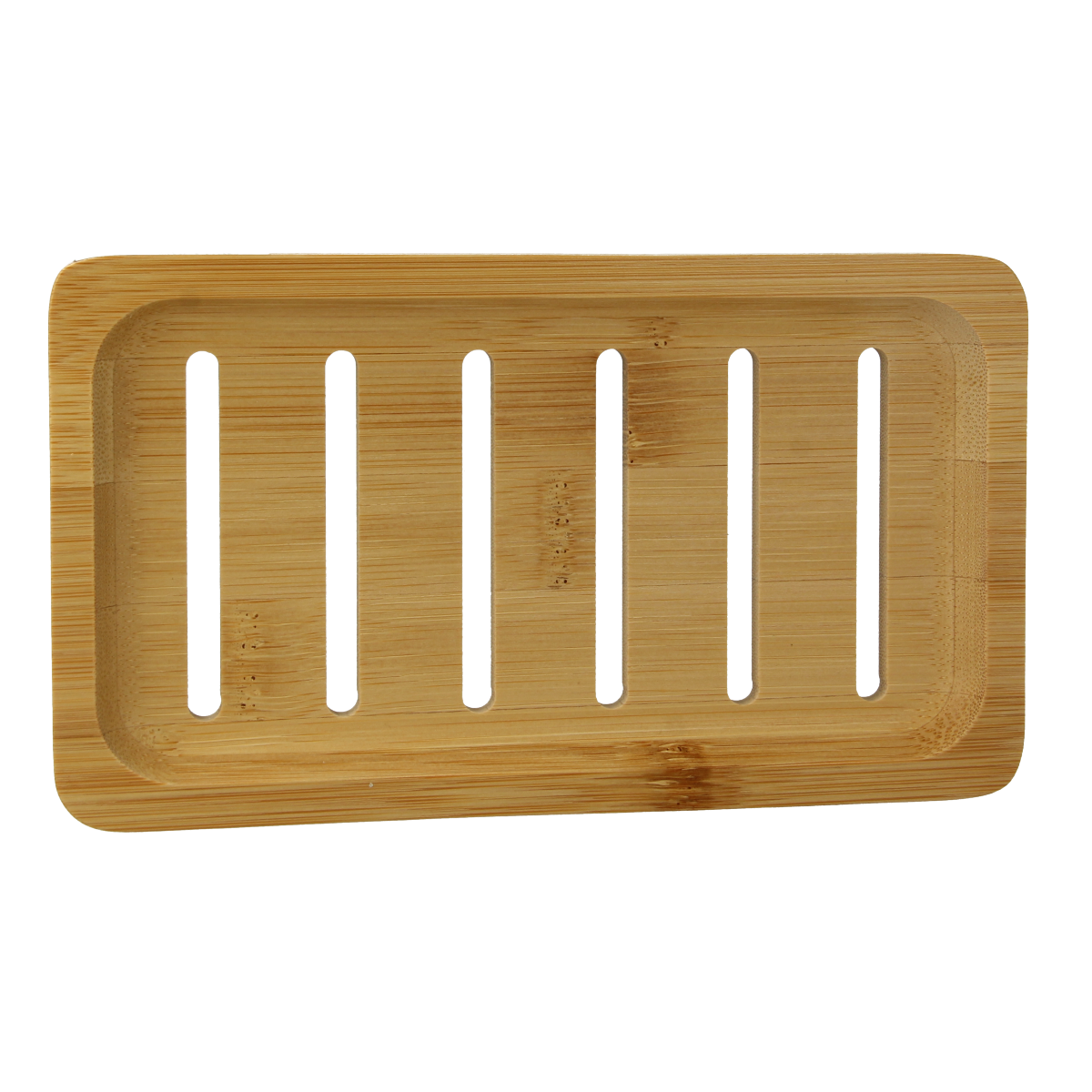 Botanique bamboo soap dish for household use, featuring a natural wooden design with drainage holes for soap storage.
