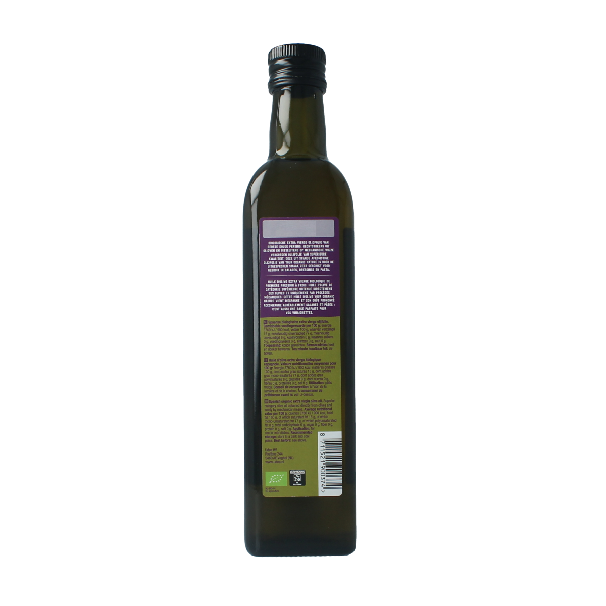 Organic Nature extra virgin olive oil in a 500ml bottle, premium bio olive oil for cooking and salads