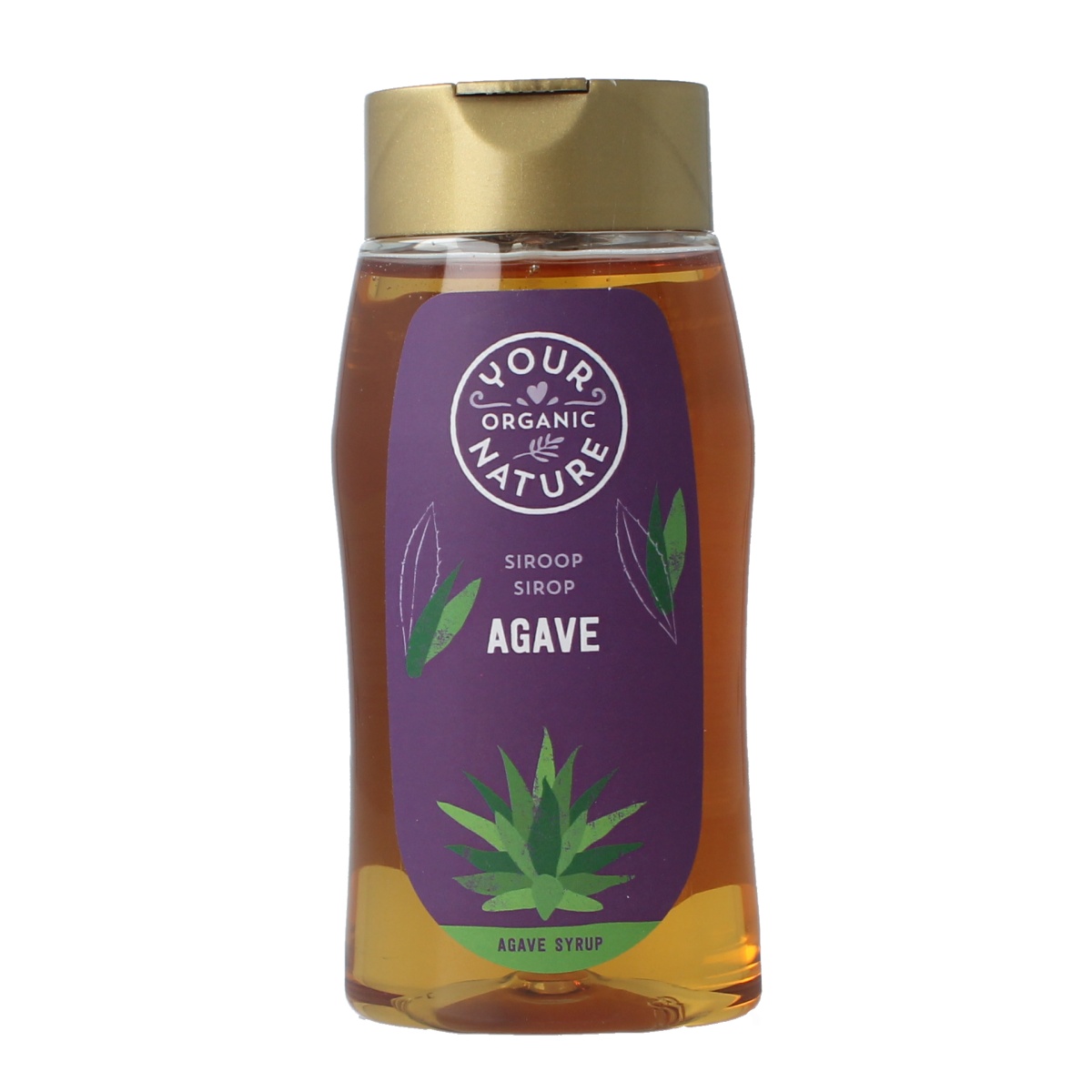 Amber organic agave syrup from Your Organic Nature in a 350g jar, ideal for natural sweetening and baking.