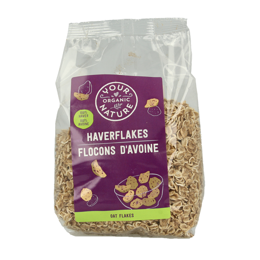 Organic Your Organic Nature Haverflakes breakfast cereal in a 250g package, featuring crunchy oat flakes for a healthy start.