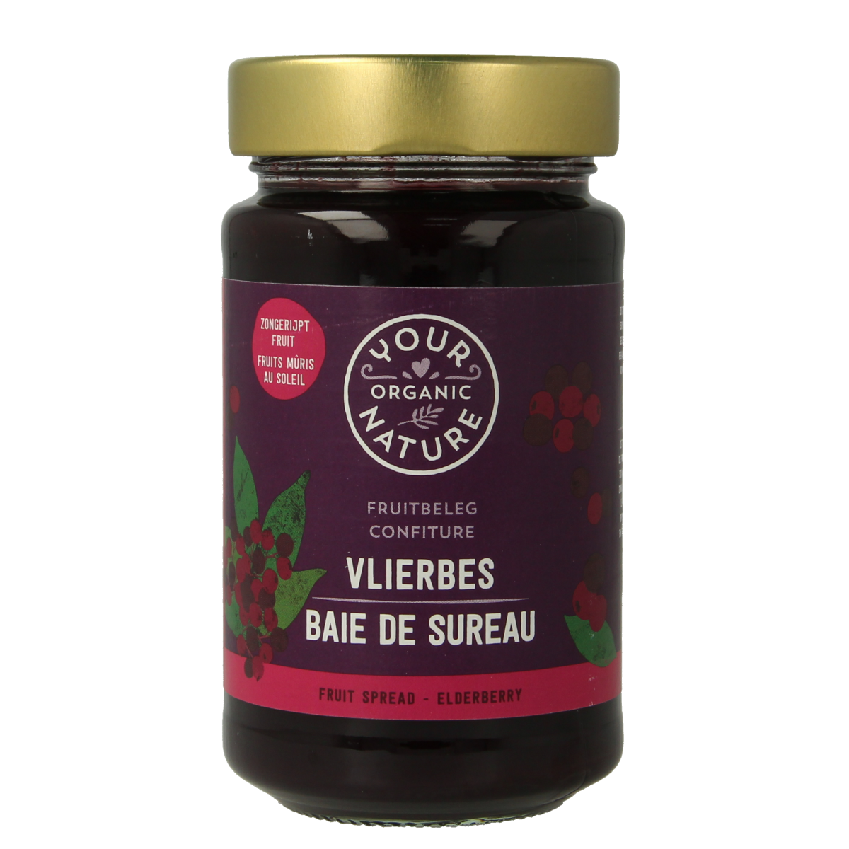 Organic Your Organic Nature black elderberry fruit spread on bread, showcasing a jar of natural berry jam for breakfast.