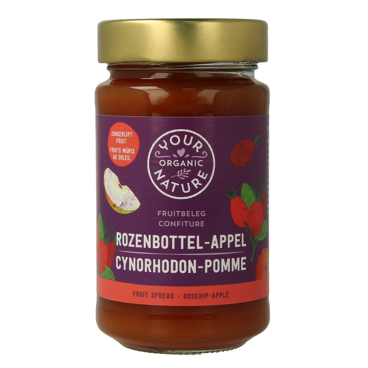 Your Organic Nature fruit beleg with rosehip bio, 250g, natural spread for bread and toast.