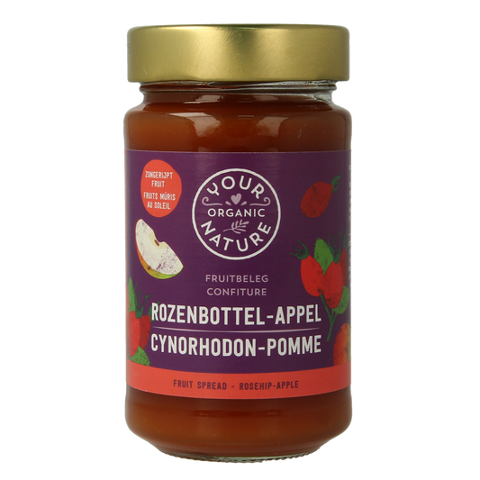 Your Organic Nature fruit beleg with rosehip bio, 250g, natural spread for bread and toast.