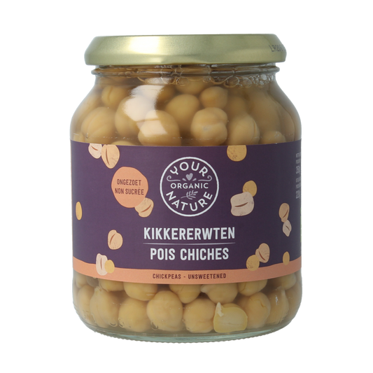 Organic Your Organic Nature chickpeas in 350g package, fresh and natural, suitable for cooking and healthy meals.