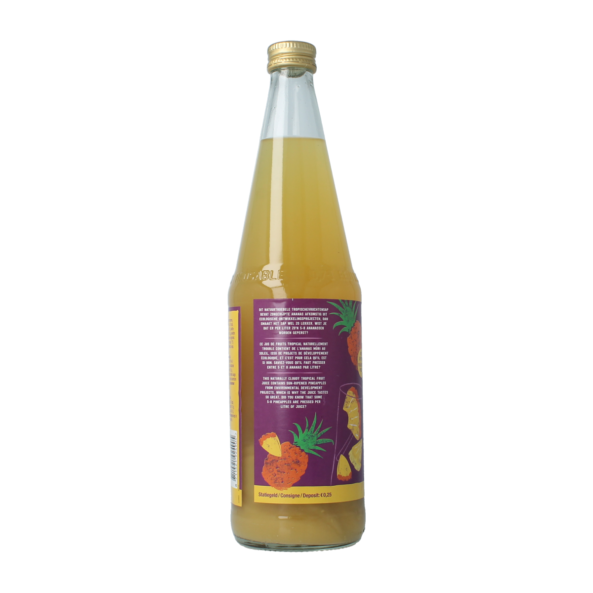 Organic pineapple juice in a 700ml bottle by Your Organic Nature, showcasing the fresh, natural fruit content.
