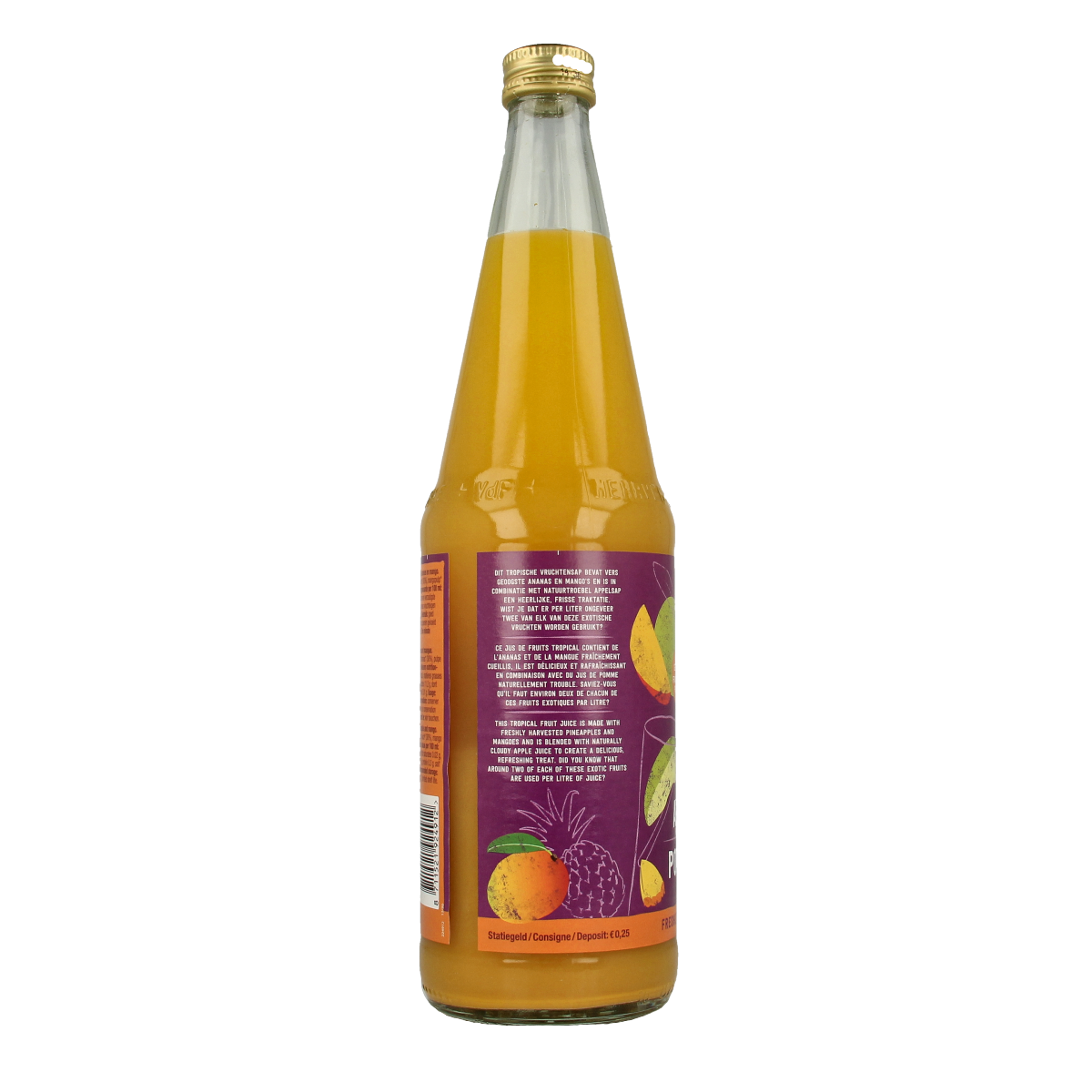 Your Organic Nature organic fruit juice with apple, pineapple, and mango in a 700ml bottle, natural and refreshing beverage.