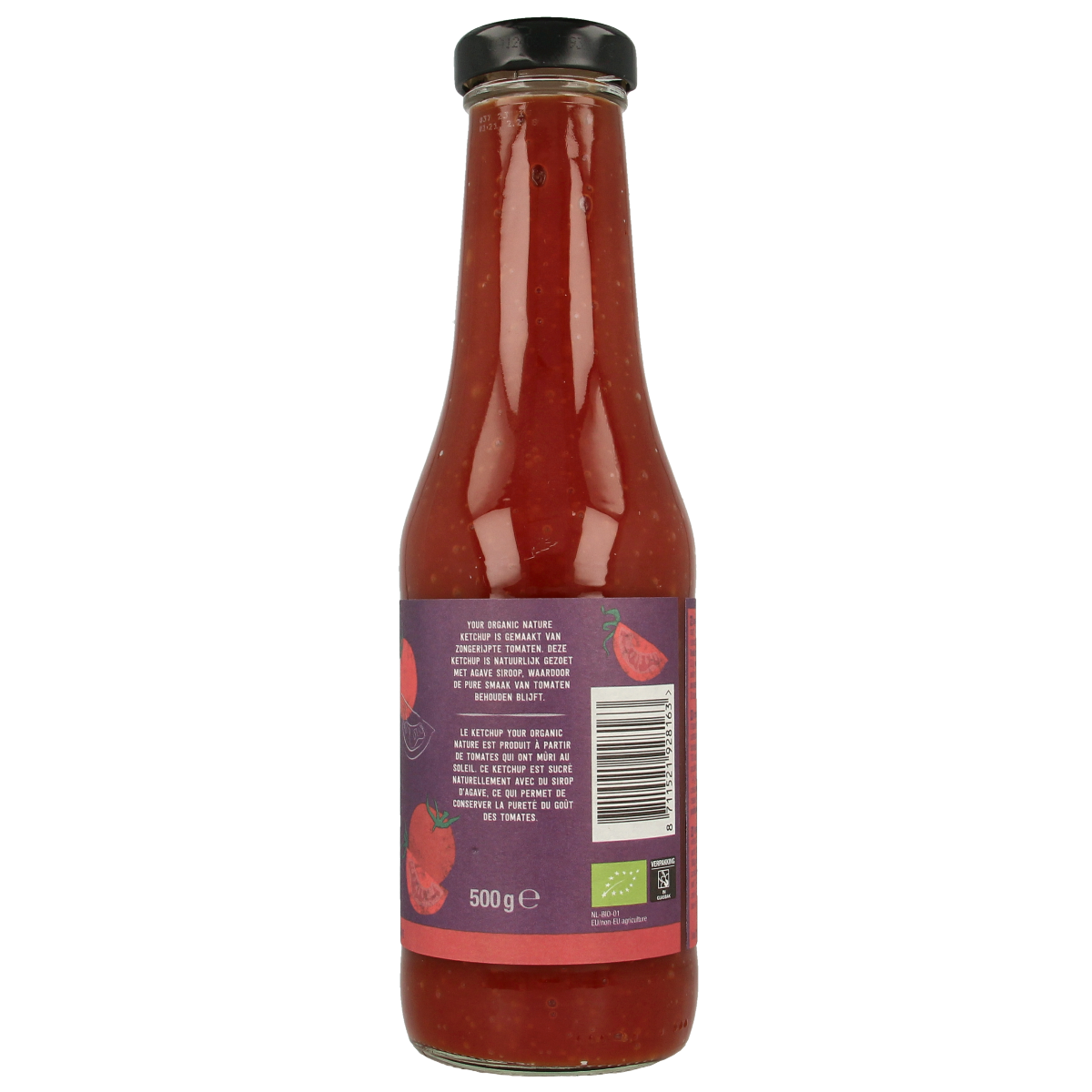 Organic Your Organic Nature Tomaten Ketchup Classic in a 500g bottle, rich tomato sauce with natural ingredients.