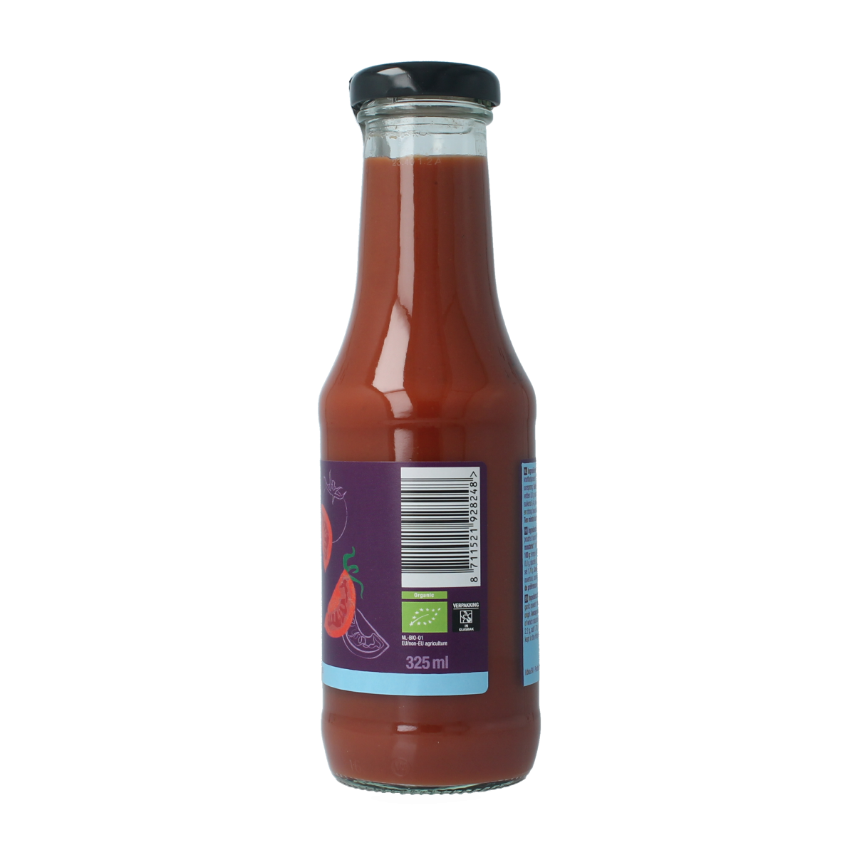 Organic Your Organic Nature tomato ketchup in 325ml bottle, natural, unsalted, made with organic ingredients, for sauces and flavoring.