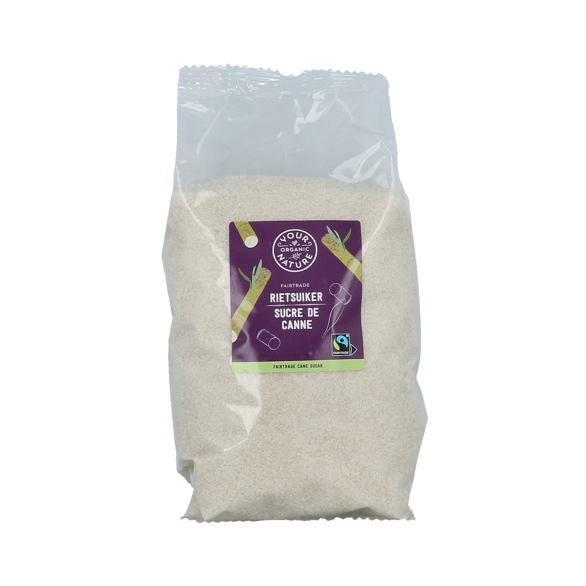 Organic Your Organic Nature Rietsuiker in 1kg bag, natural brown cane sugar product for baking and sweetening.
