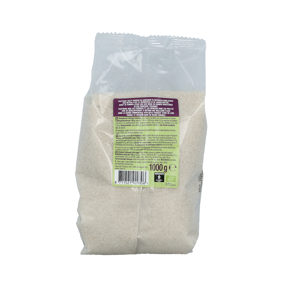 Organic Rietsuiker from Your Organic Nature, 1 kilogram, natural brown cane sugar for baking and sweetening.