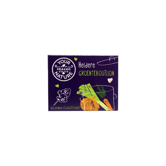 Organic Nature groentebouillonblokjes, 6 stuk, clear bio vegetable bouillon cubes for soups and broths.