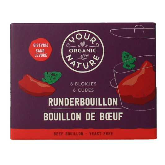 Organic Your Organic Nature Runderbouillon helder zonder gist in 66g, clear beef broth for soups and cooking.