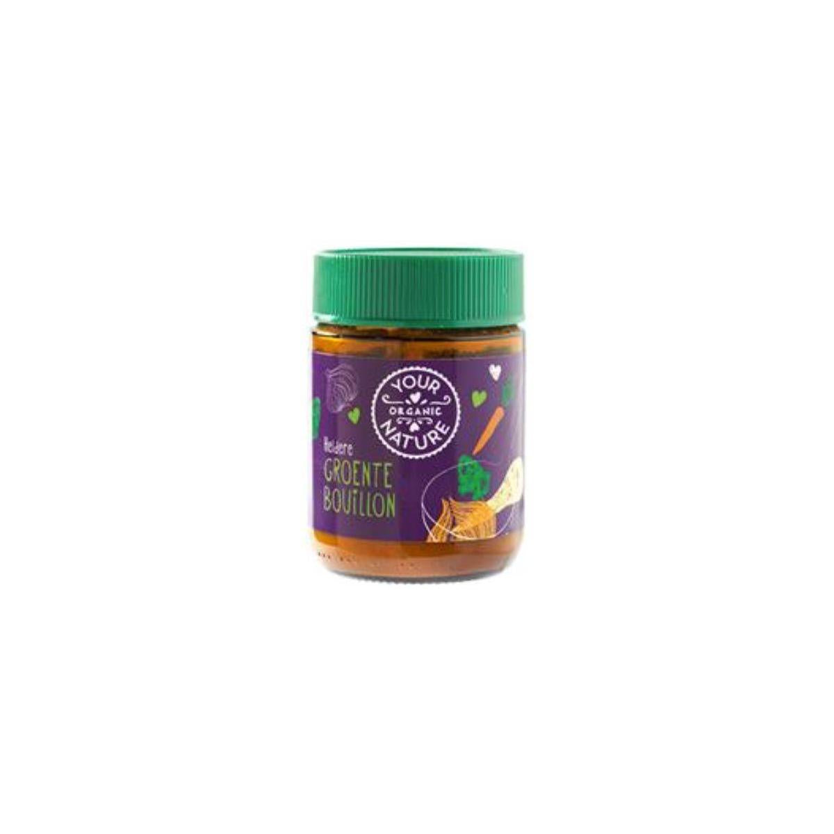 Organic Your Organic Nature vegetable bouillon powder in 150g container, natural seasoning without yeast, for flavorful cooking.
