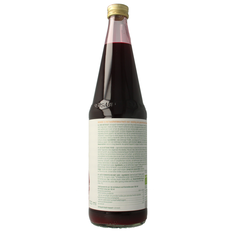 Luna E Terra Rode Bietensap melkzuur Demeter bio in 700ml bottle, fresh beetroot juice with natural ingredients.