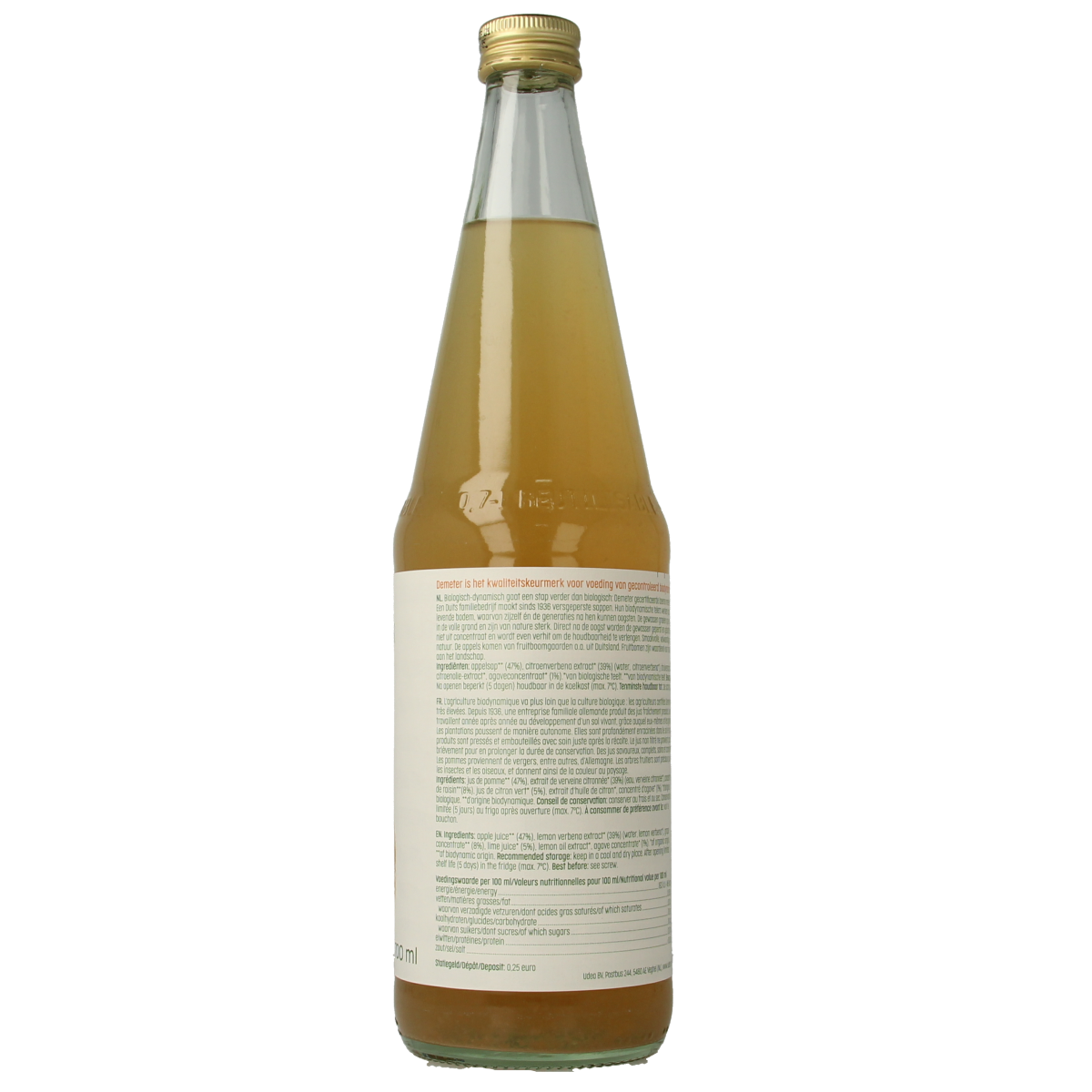 Luna E Terra bio appel-limoendrank in 700ml bottle, organic apple and lemon juice from Dranken en Sappen collection.