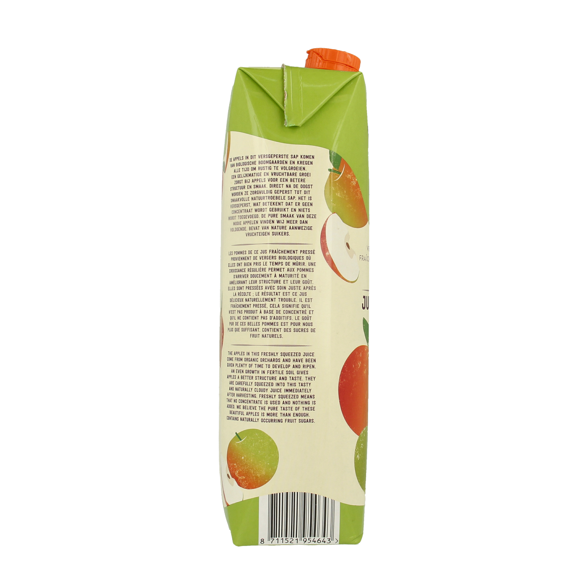 Organic Your Organic Nature apple juice in a 1-liter bottle, freshly pressed and natural, for healthy drinking.