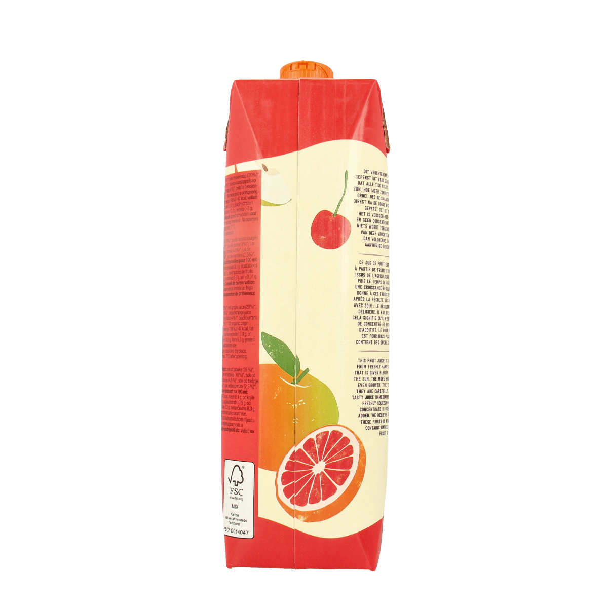 Organic Rood fruit sap by Your Organic Nature in a 1-liter bottle, showcasing fresh, vibrant red fruit juice.
