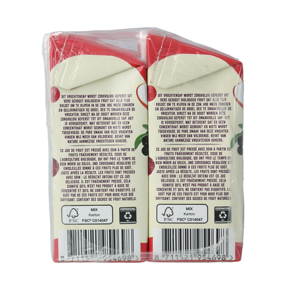 Organic Your Organic Nature fruit juice in 200ml bottles, natural and bio, shown in a group of six bottles.
