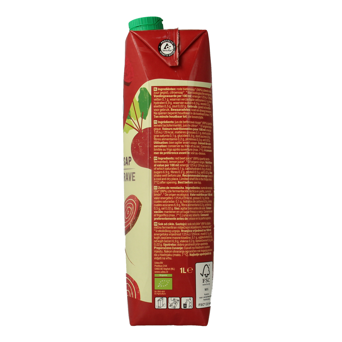 Organic beetroot juice from Your Organic Nature in a 1-liter bottle, showcasing vibrant deep red color and fresh packaging.