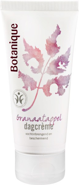 Botanique dagcreme met granaatappel voor gezichtsverzorging in een 50 ml tube, geschikt voor dagelijks gebruik.