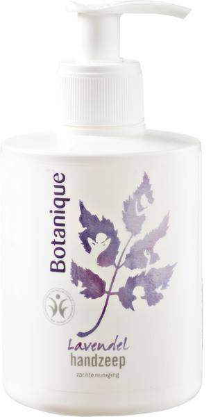 Botanique lavendel handzeep in een 300ml fles, vloeibare handverzorging met lavendelgeur, zichtbaar in de afbeelding.