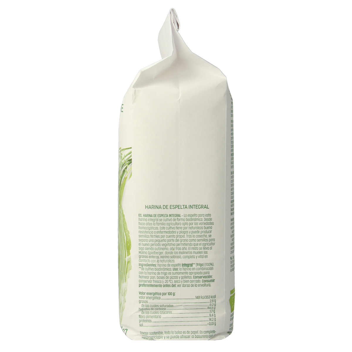 Luna E Terra organic whole spelt flour in a 1kg package, natural Demeter bio baking mix and flour for baking and cooking.